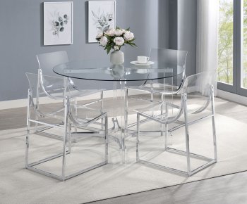 Keeling Dining Set 5Pc 108501 Clear & Chrome by Coaster [CRDS-108501-121182 Keeling]