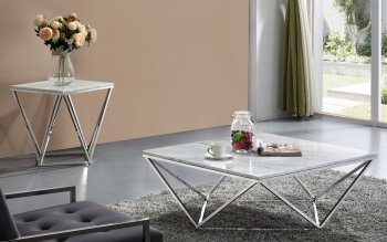 Skyler Coffee Table 244 Genuine Marble Top by Meridian w/Options [MRCT-244 Skyler]