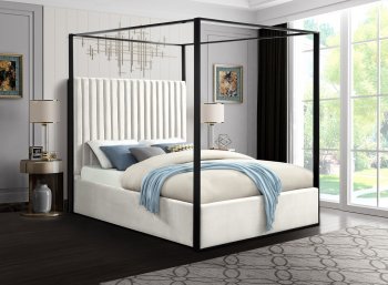 Jax Bed in Cream Velvet by Meridian w/Options [MRB-Jax Cream]