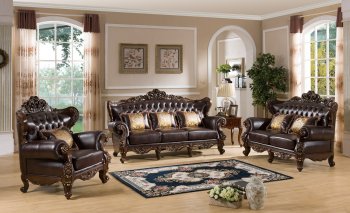 Vanessa Traditional Sofa & Loveseat Set in Bonded Leather [ADS-Vanessa]