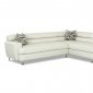 White Full Leather Modern Sectional Sofa w/Chrome Legs