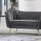 Margo Sofa 622 in Grey Velvet Fabric by Meridian w/Options