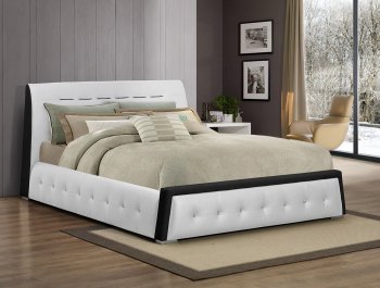 B177 Upholstered Bed in White & Black [EGB-B177]