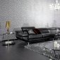 K8302 Sectional Sofa in Shiny Black Leather by VIG w/Steel Base