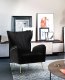 Opera Accent Chair 532 in Black Velvet Fabric by Meridian