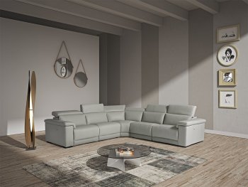 Palinuro Motion Sectional Sofa in Grey Full Leather by VIG [VGSS-Palinuro Grey]