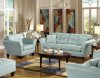 Light Blue Fabric Modern Sofa & Loveseat Set w/Wood Legs