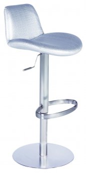 Silver Leatherette Set of 2 Barstools w/Stainless Steel Base [CYBA-0592]