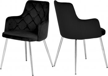 Salvatore Dining Chair 758 Set of 2 Black Velvet Fabric Meridian [MRDC-758 Salvatore Black]