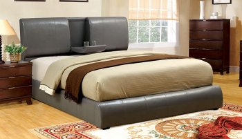 CM7027GY Webster Platform Bed in Gray Padded Leatherette [FAB-CM7027GY Webster]