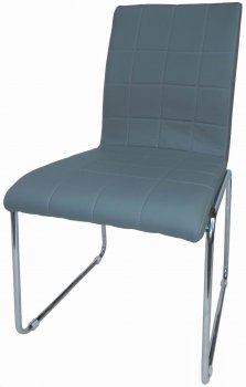 Set of 4 Grey Leatherette Modern Dining Chairs w/Metal Legs [GRDC-C-869]