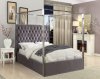 Porter Upholstered Bed in Grey Velvet Fabric by Meridian