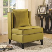 902709 Accent Chair Set of 2 in Chartreuse Velvet by Coaster