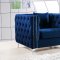 Jesse Sectional Sofa 668 in Navy Velvet Fabric by Meridian