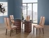 D3972 Dining Set 5Pc in Dark Walnut by Global w/Glass Top