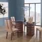 D3972 Dining Set 5Pc in Dark Walnut by Global w/Glass Top