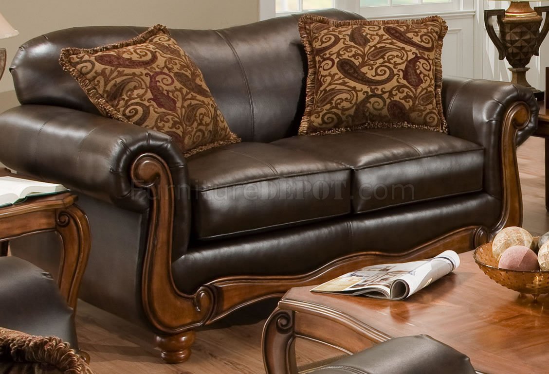 brown leather loveseat sofa