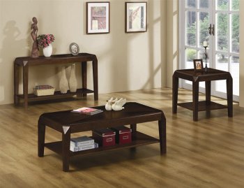 Dark Oak Finish Modern Coffee Table w/Shelf & Options [CRCT-703178]