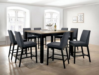 Mariam Counter Ht Dining Set 7Pc CM3375PT in Black & Oak w/Opt