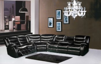 Gramercy 644 Motion Sectional Sofa in Black Bonded Leather [MRSS-644BL Gramercy]