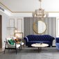 Darcy Sofa & Loveseat Set in Navy Blue Velvet Fabric