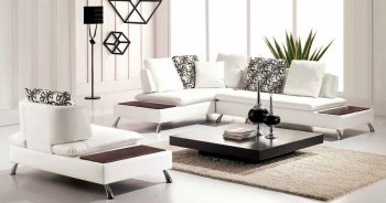 Nicki Sectional Sofa in White Bonded Leather Match w/Options [ADSS-Nicki]