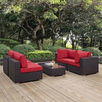 Convene Outdoor Patio Sectional 5Pc Set Choice of Color - Modway [MWOUT-EEI-2163-Convene]