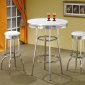 White Top & Chrome Base Modern 3Pc Bar Set w/Optional Stools