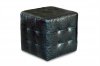 Black Crocodile Pattern Vinyl Modern Tufted Cube Accent Ottoman