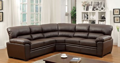 Oliver CM6325BR Sectional Sofa in Brown Leatherette