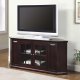 Rich Cherry Finish Modern Corner TV Stand w/Two Glass Doors