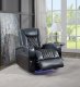 Alair Power Recliner LV02459 Black & Blue Leather Aire by Acme