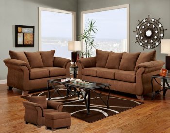 Chocolate Fabric Modern Sofa & Loveseat Set w/Optional Items [CHFS-V4-6700-Chocolate]