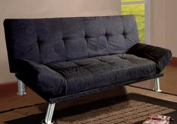 Black Microfiber Modern Sofa Bed Convertible w/Metal Legs [ABCSB-7016BK]