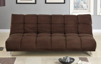 Chocolate Plush Microfiber Modern Sofa Bed w/Metal Legs [PXSB-7217]