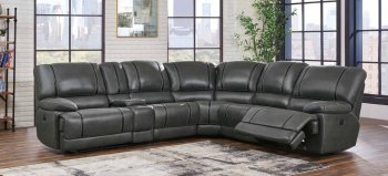 U1952 Power Motion Sectional Sofa in Charcoal Fabric by Global [GFSS-U1952-SEC]