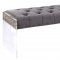 Jane Bench 103 in Grey Velvet Fabric by Meridian w/Acrylic Legs