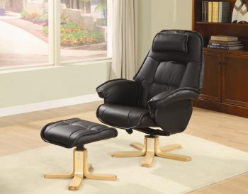 Black Bonded Leather Match Leisure Chair w/Ottoman [CRRC-369-600140]