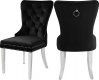 Carmen Dining Chair 743 Set of 2 Black Velvet Fabric by Meridian