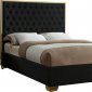 Lana Upholstered Bed in Black Velvet Fabric - Meridian w/Options