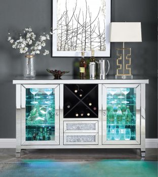 Noralie Wine Cabinet w/LED AC00525 in Mirrored by Acme [AMBU-AC00525 Noralie]