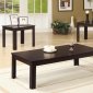 Dark Walnut Finish Modern Casual 3Pc Coffee Table Set