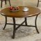 Brown Cherry Finish Modern 3Pc Coffee Table w/Black Metal Base