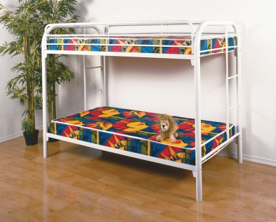 White Finish Contemporary Twin/Twin Bunk Bed