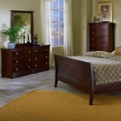 Merlot Finish Contemporary Sleigh Bed w/Optional Case Pieces