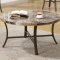 Marble-Like Round Top & Metal Base Modern 3Pc Coffee Table Set