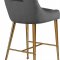 Owen Counter Stool 745 Set of 2 Grey Velvet Fabric by Meridian