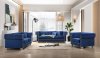 Clover Sofa & Loveseat Set in Blue Velvet Fabric