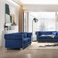 Clover Sofa & Loveseat Set in Blue Velvet Fabric