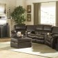 Brown Bonded Leather Home Theater Recliner Sectional Sofa